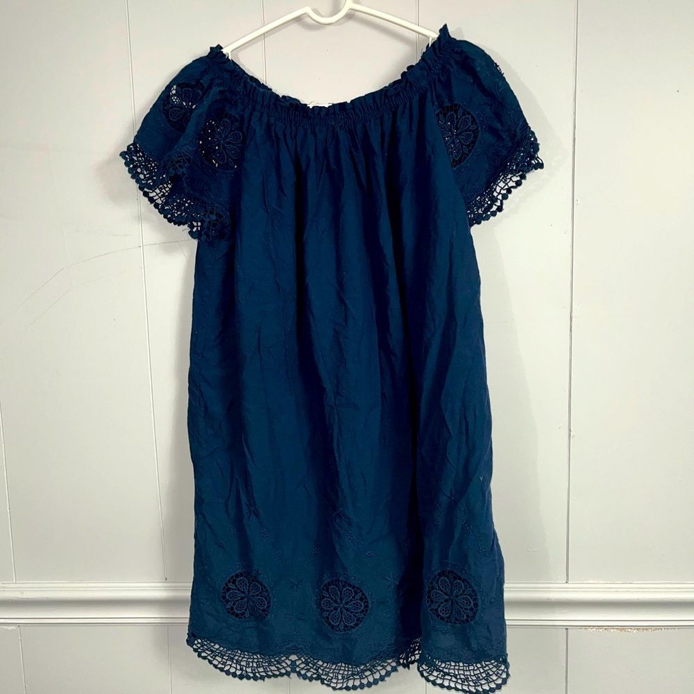 Just Found Navy Blue Floral Lace Ruffle Dress Size 2X